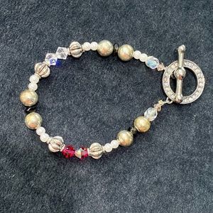 Beautiful mixed metal bracelet with Swarovski crystals and rhinestones. VIDEO